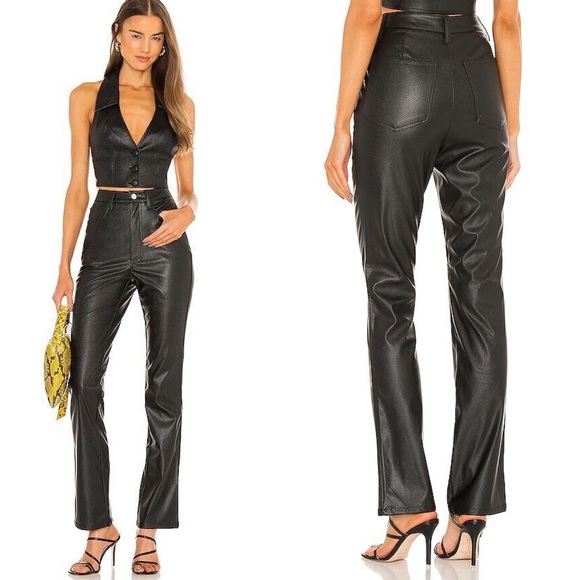 NWT WeWoreWhat Danielle Bernstein Crop Ankle Flare Pants Black Embossed Croc 27 - Picture 1 of 3